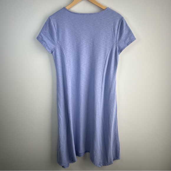 Chicos 1 Dress Midi Small Short Sleeve Periwinkle Blue Boho Asymmetric Casual - Picture 2 of 7